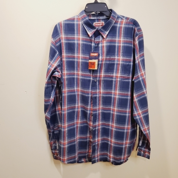 WRANGLER Men's long sleeves plaid shirt 100% cotton size L NWT - Picture 9 of 10